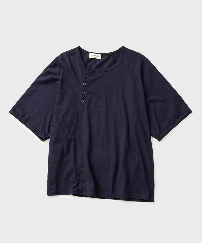 HOOVES Vertical Henley Neck Short Sleeve T-Shirt [Navy]