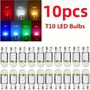 10X nowy W5W LED Canbus T10 światła samochodowe COB szklane części wewnętrzne żarówki 6000K biała lampa tablicy rejestracyjnej samochodu kopuła lampka do czytania 12V 24V