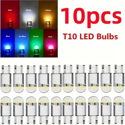 10X New W5W LED Canbus T10 Car Lights COB Glass Interior Parts Bulbs 6000K White Auto License Plate Lamp Dome Read Light 12V 24V