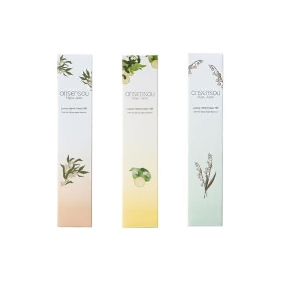 Contains ingredients derived from hot springs Hand cream 3-piece set 3 scents Kabosu, Yuzu, Floral, Fruity Contains shea butter Moisturizing care
