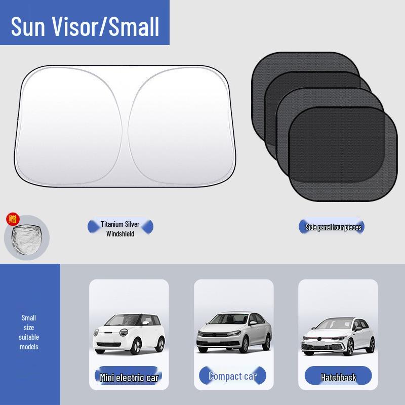 Silver-Coated Anti-Glare Car Sunshade Umbrella for Front and Side Windows.