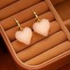 Full Diamond Crystal Love Pendant Earrings Pink Love Earrings Sweet And Gentle Ear Hanging Light Luxury Fashion Earrings