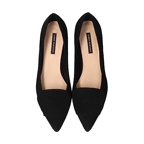 Fabio Rusconi Damen Pumps mit niedrigem Absatz und spitzer Zehenpartie F11518 Schwarzes Wildleder, Größe 22,5 cm