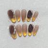 10Pcs Handmade French Gradient Cat Eye Press On Nails With 3D Butterfly Diamond Flowers Long Coffin Almond Shape