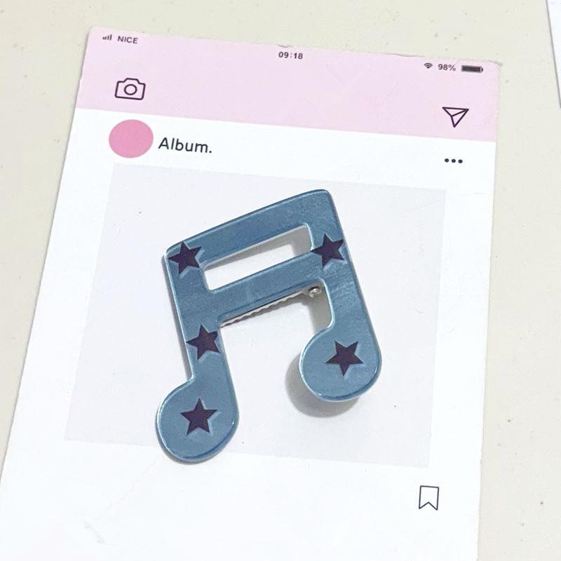 Vintage Y2K Musical Note Hairclip for Women Harajuku Star Print Side Bangs Clip Sweet Cute Girls Hairpin Trendy Hair Accessories