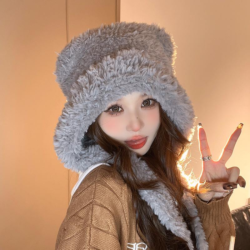 

Versatile Plush Bear Hat Show Face Small Pullover Hat Children one size
