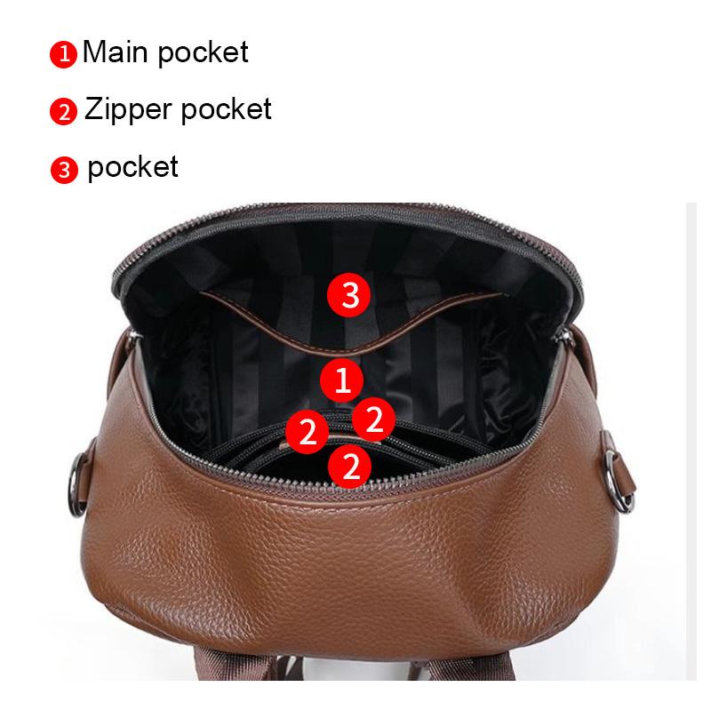 Women's Premium Cowhide Leather Backpack Casual Travel Daypack