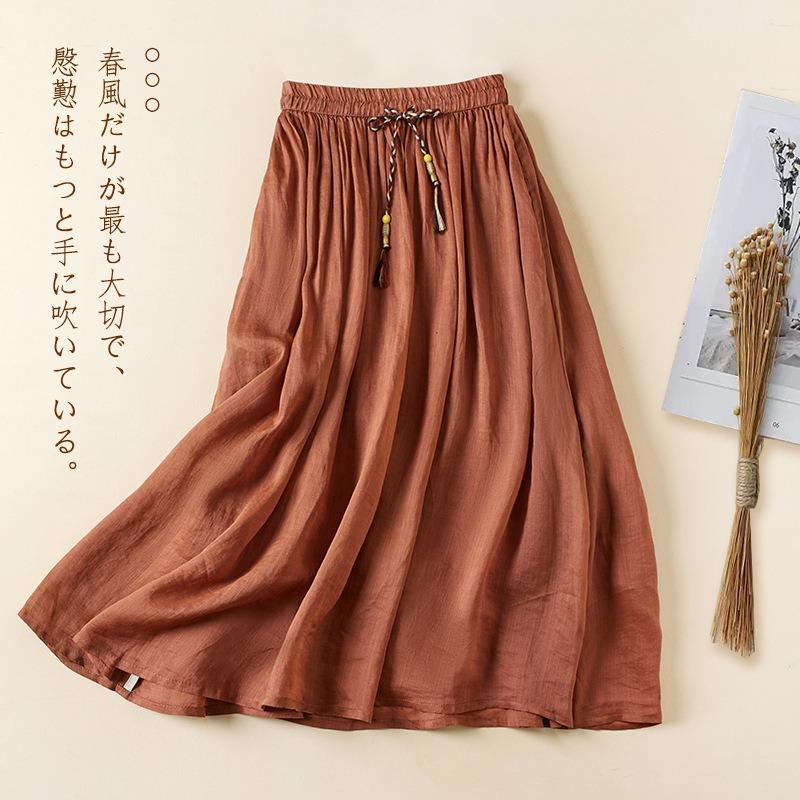 Literary Vintage Summer Mid-length Double-layer Bustier Skirt