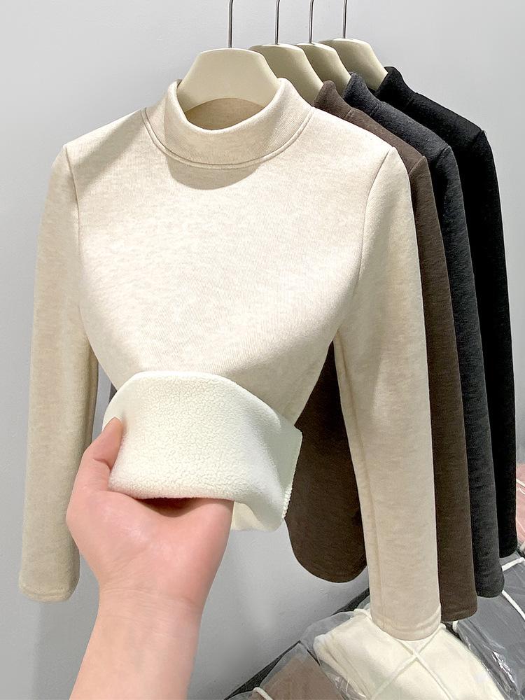 Women's H129 Orlon Semi-High Neck Fleece-Lined Warm Base Layer Top