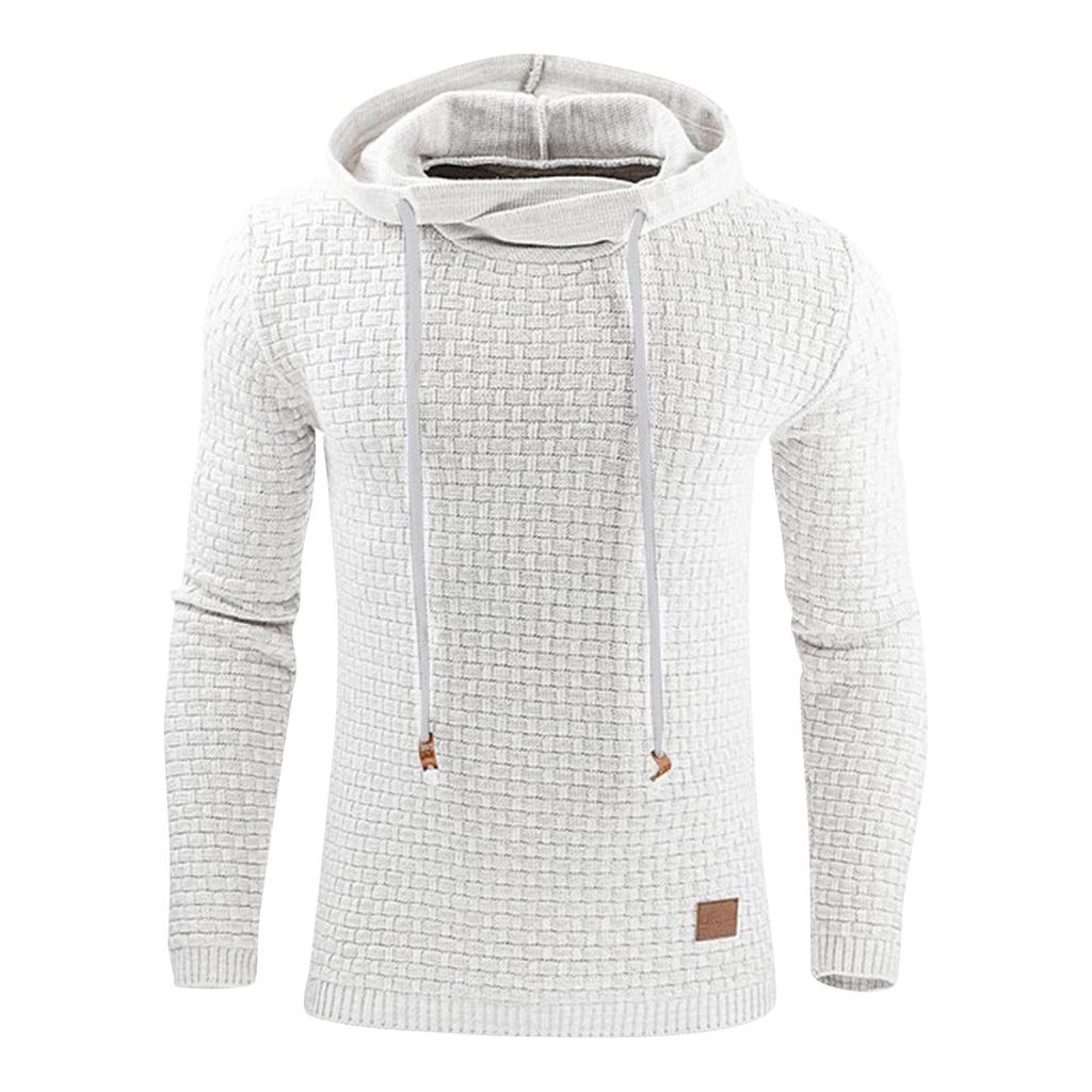 Men's Casual Solid-color Checkered Hoodie, Long-sleeved Hoodie, Sweatshirt And Jacket