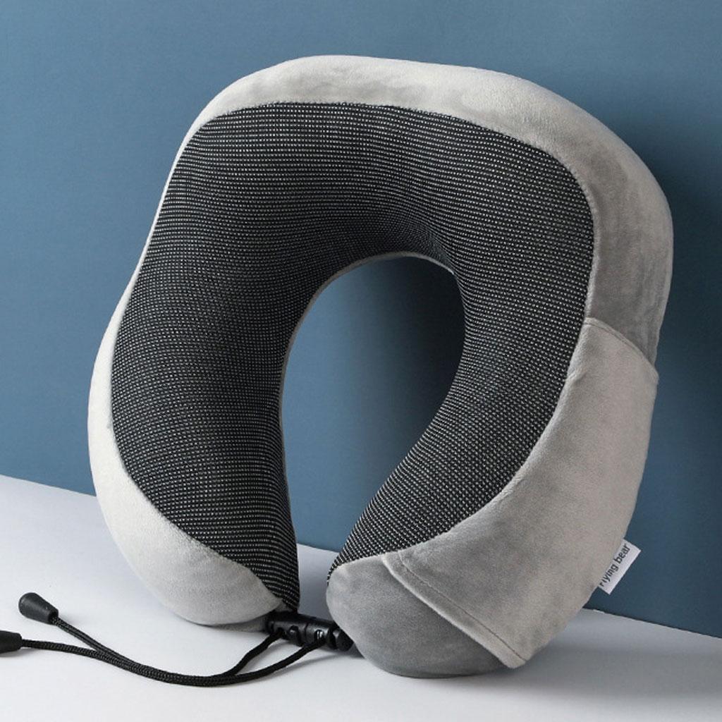 Memory cotton u-shaped pillow slow rebound nap neck pillow, can store travel aircraft neck pillow