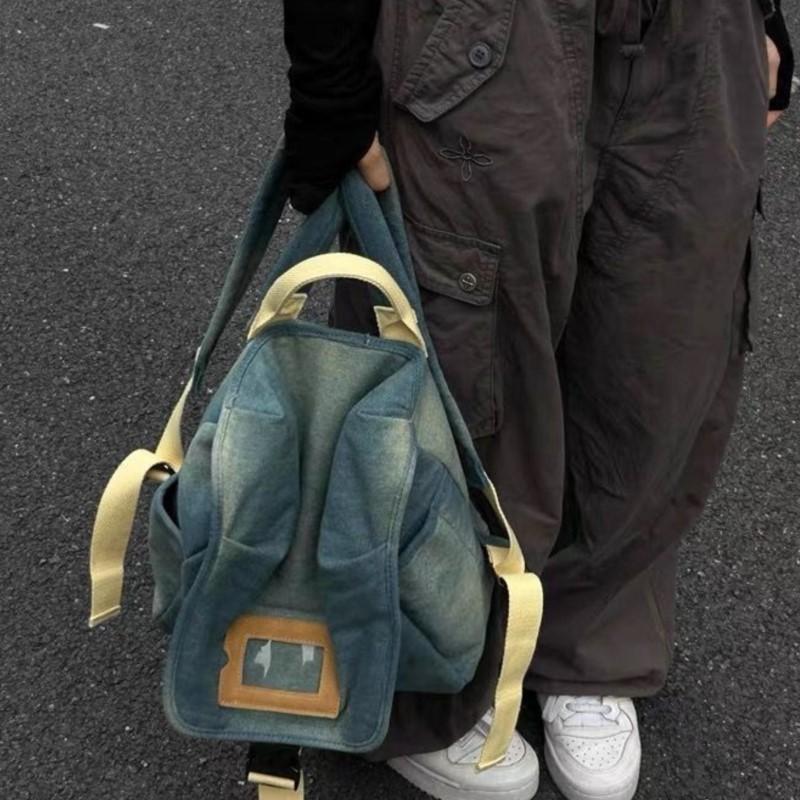 Harajuku Denim Rucksack Frauen Retro Preppy Stil Große Kapazität Rucksäcke Weibliche Casual Schul