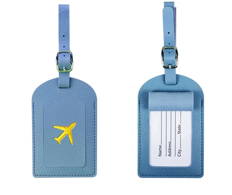 Etiqueta de Bagagem Fofa de Couro PU para Homens e Mulheres Etiqueta de Endereço para Mala Etiqueta de Identificação de Nome e Endereço para Mala de Embarque Acessório de Viagem
