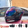 Full Face Motorcycle Helmet With Dual Visor Winter Warm Lining Bluetooth Slot Scooter Riders Men Women All Season