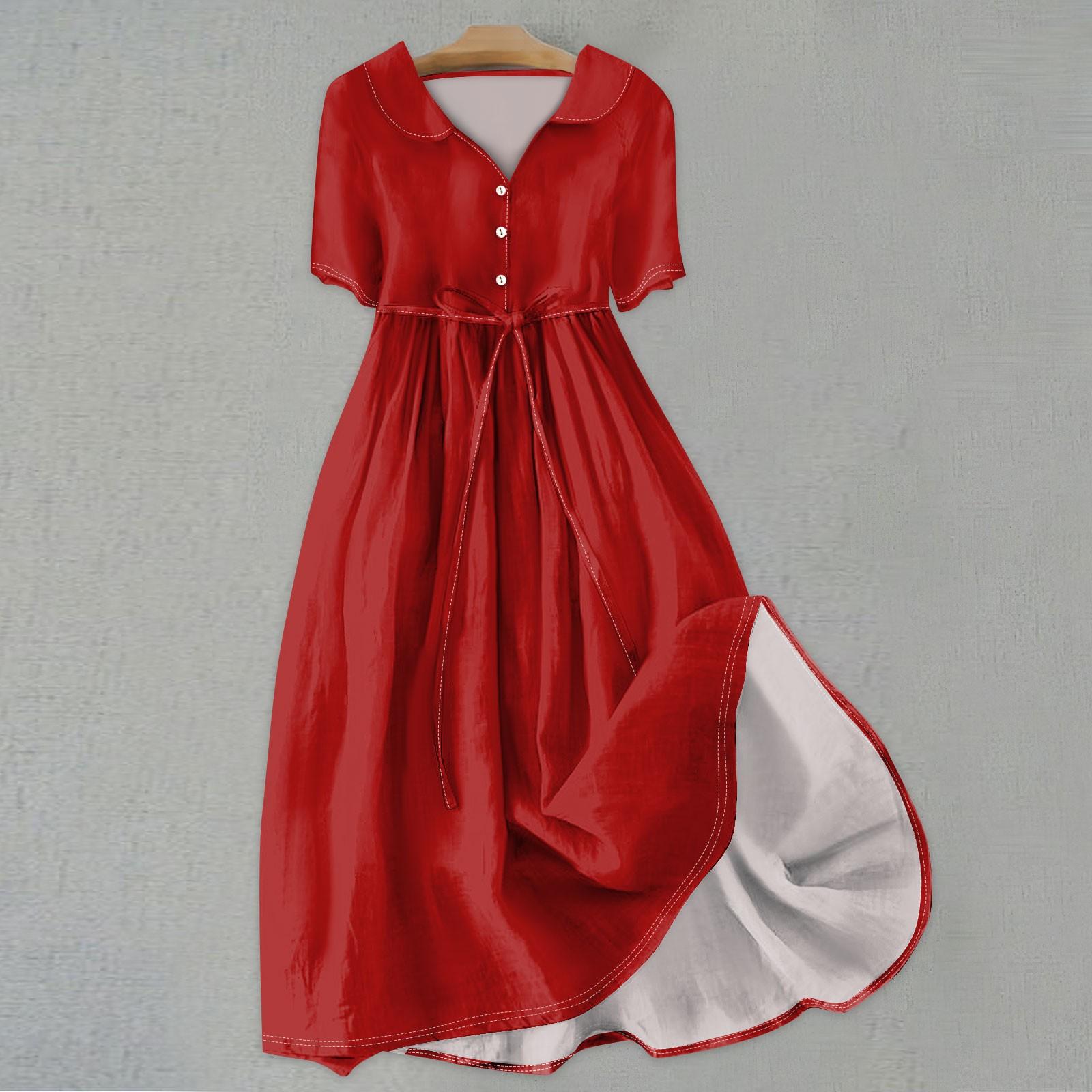 Женская мода сплошной цвет воротник с лацканами пуговицы с коротким рукавом одежда ремни — фото 14