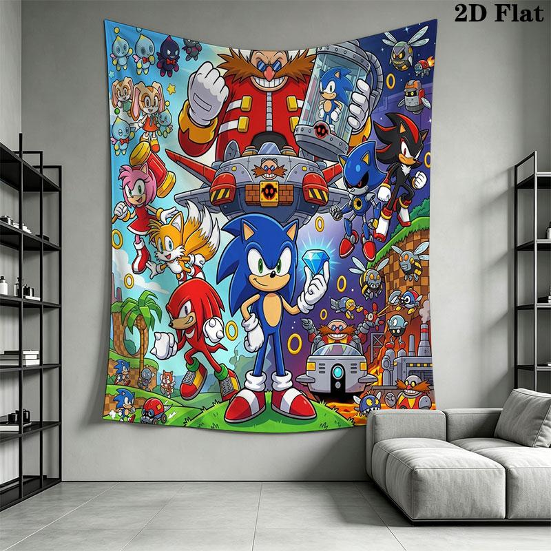 Hedgehog Sonic Bolt Wall Hanging Printed Fabric Blanket Decorative Tapestries for Bedroom Living Room Home Decor