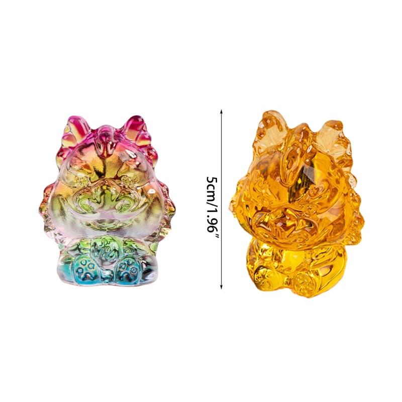 Crystal Dragon Sculpture Colorul Animal Figurine Ornament Bring Fortune and Wealth 2024 New Year Twelve Zodiac Statue
