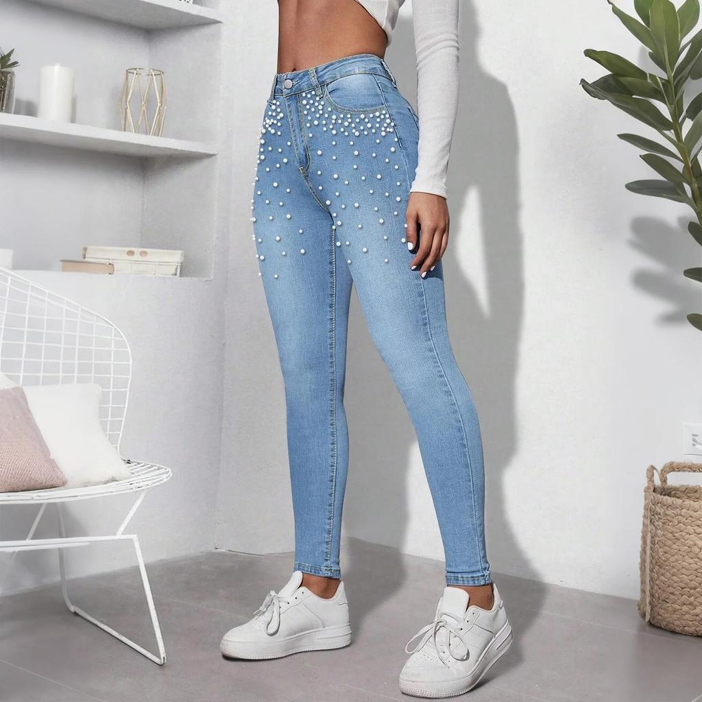 Kadın Bol ve Rahat Trend Rahat Moda Dar Kesim Bacak Kot Pantolon
