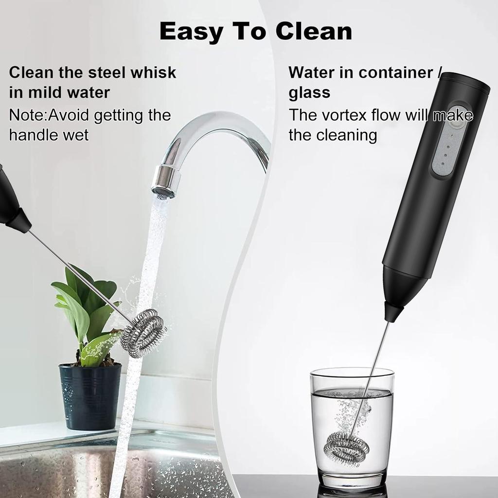 Mini-Milchaufschäumer, USB-aufladbar, 3 Geschwindigkeiten, Schaummaschine, Kaffee-Schneebesen, Mixer, elektrischer Griff, Mixer, Schneebesen