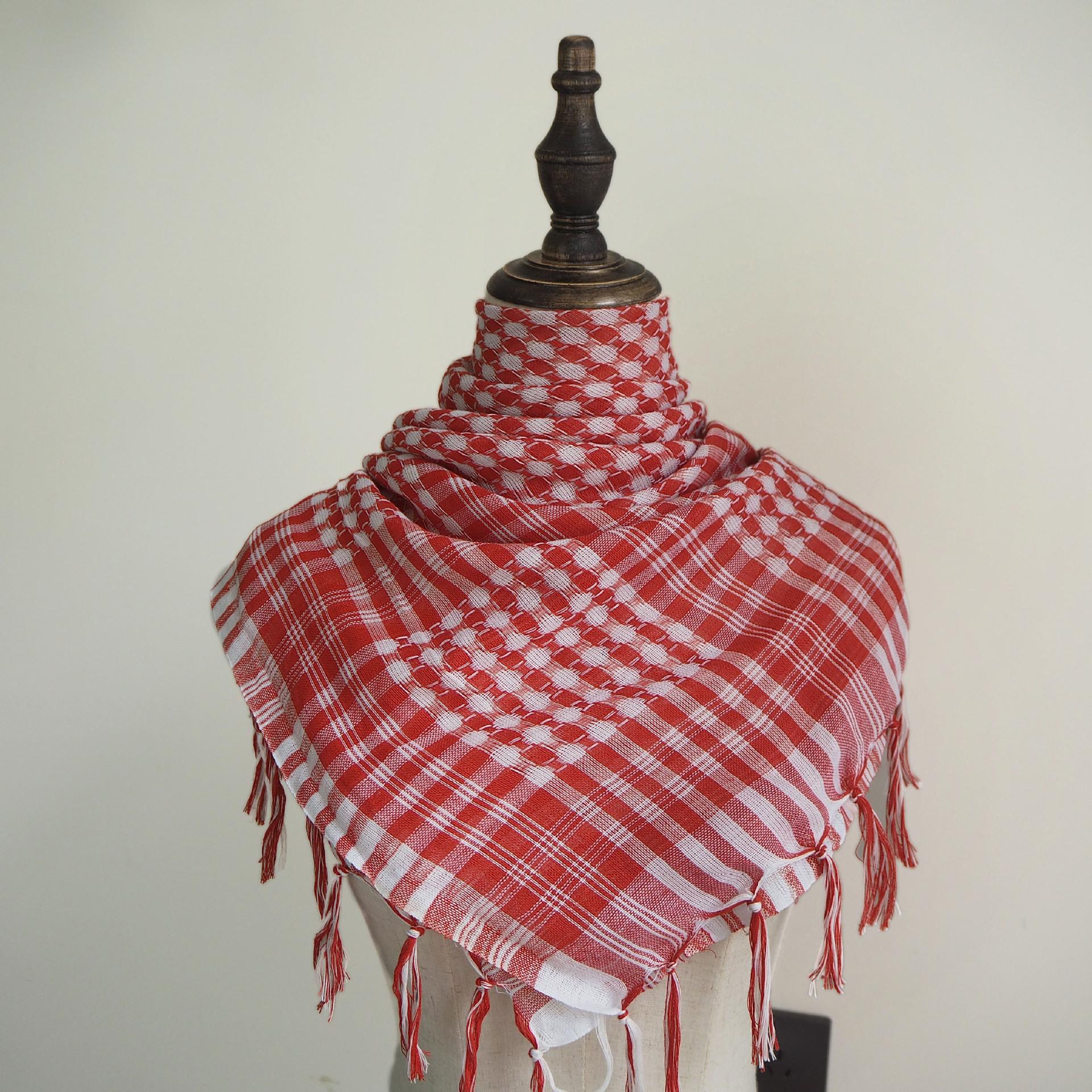 

Трансграничный шарф с кисточками Арафатка: Легкая тактическая одежда для пустыни, устойчивая к ветру и песку красный/белый