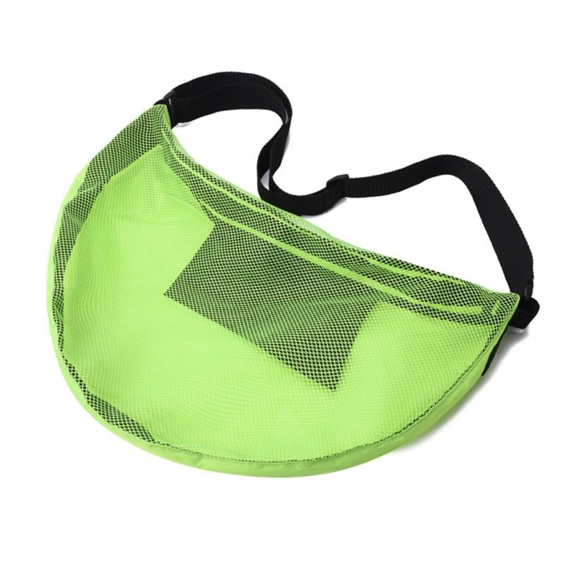 Sport Equipment Storage Net Bag for Carring Basketball Soccer Single Football Bag with Zippers Pocket Mesh Shoulder Bag