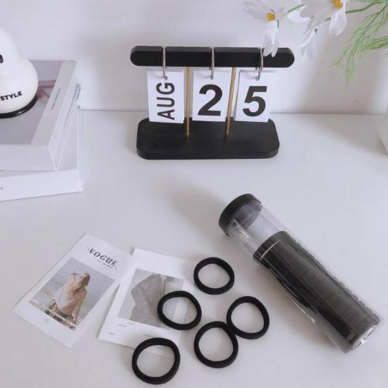 Бесшовная эластичная черная резинка для волос с кожаным покрытием - Прочная для высоких хвостов