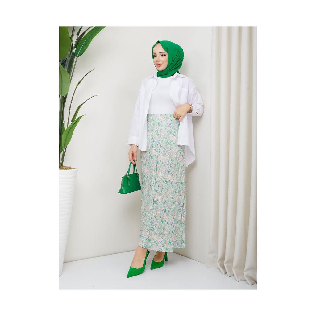 Gekämmter Rock aus Viskose - Schwarz / Fliesen