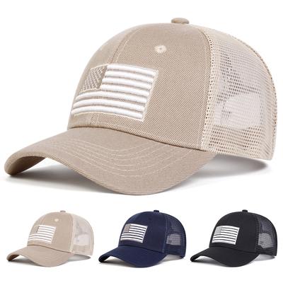 Unisex American Flag Embroidery Baseball Net Caps Spring Summer Outdoor Adjustable Casual Hats Dad Hat Sunscreen Hat