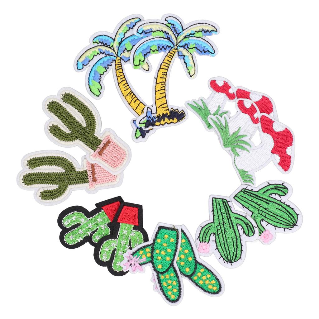 12pcs Plant Patches DIY Decoration Plant Appearance Cotton Iron On Patches Easy Iron Embroidered Patch for Dress Package