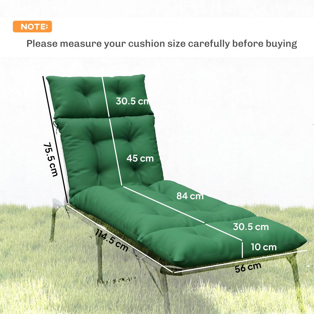 Set of Two 190 x 56cm Sun Lounger Cushions - Green