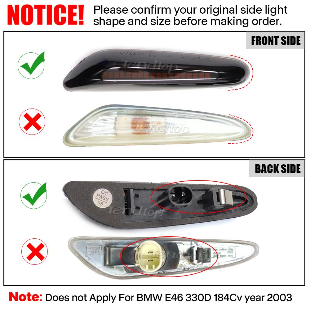 Sequential LED Flashing Dynamic Turn Signal Side Marker Light For BMW E60 E61 E87 E90 E91 E92 E93 E81 E82 E88 E46 X3 E83 X1 E84