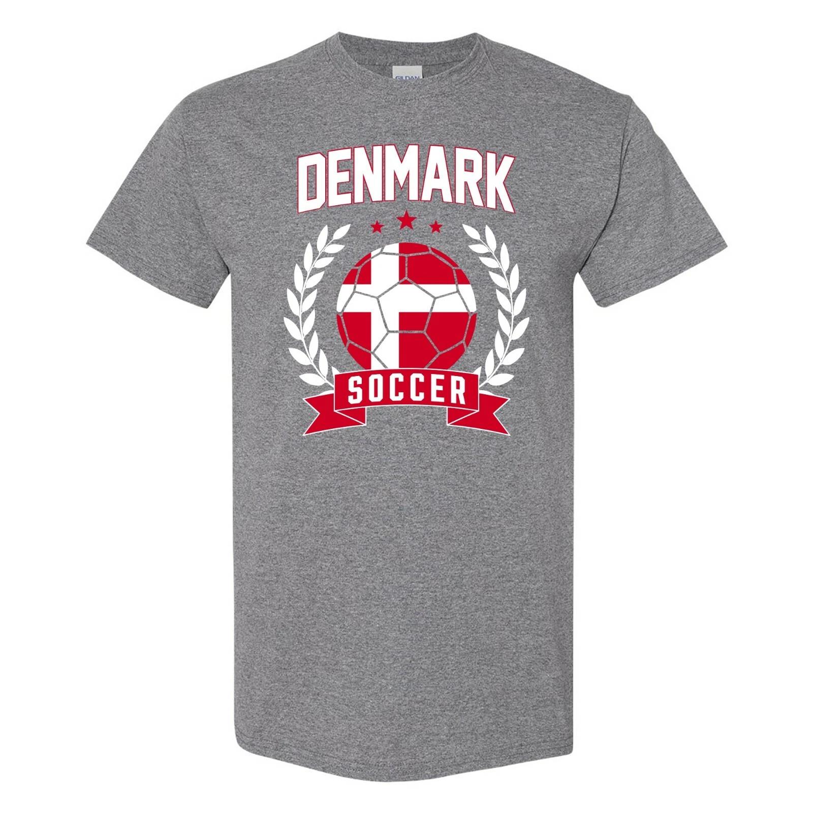 Denmark Soccer Laurel - World Sports Competition T Shirt - Graphite Heather L