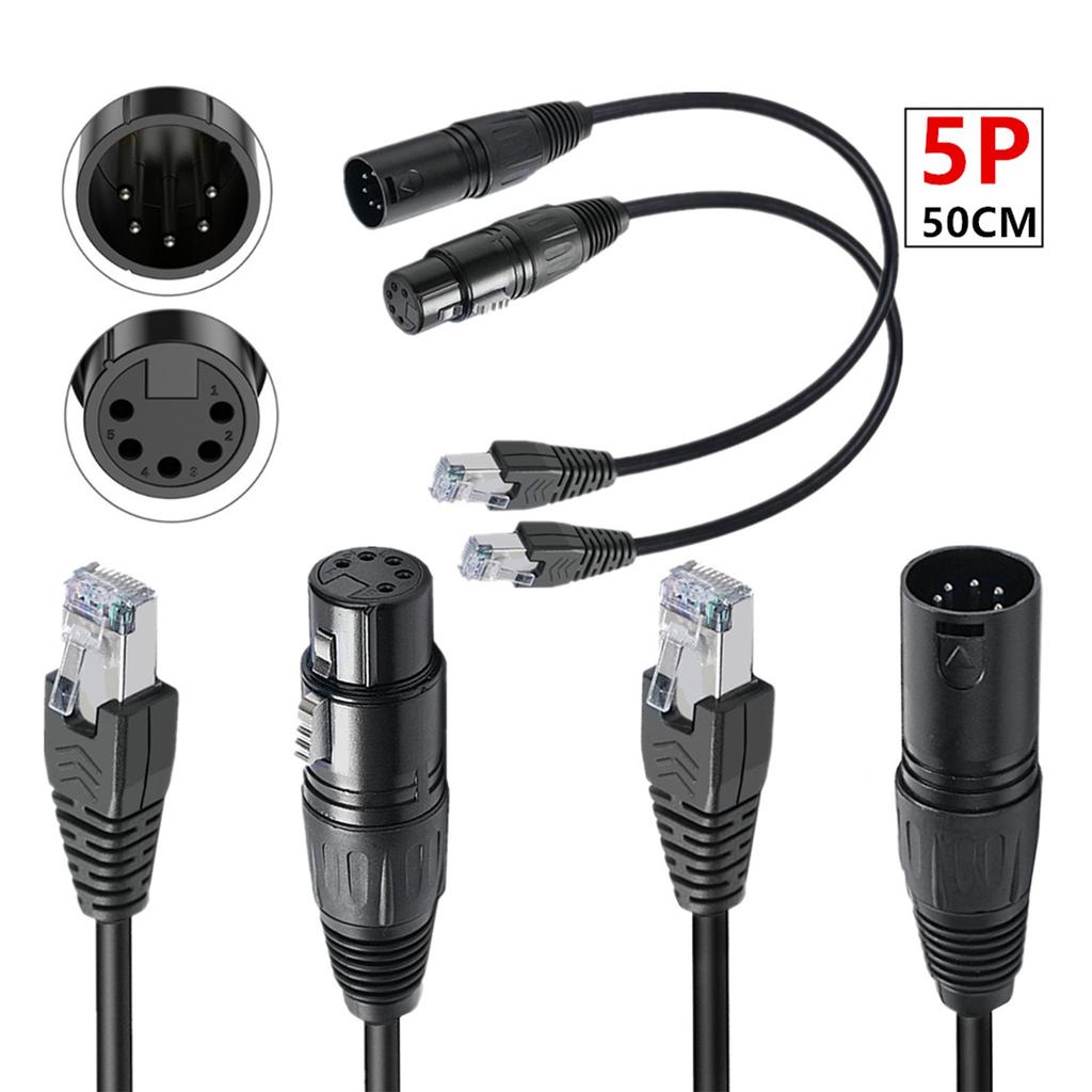 Rotating Lock XLR5P to RJ45 Male Adapter Cable High Duty PVC Coating Live Sound Equipment Compatible Extension Cable