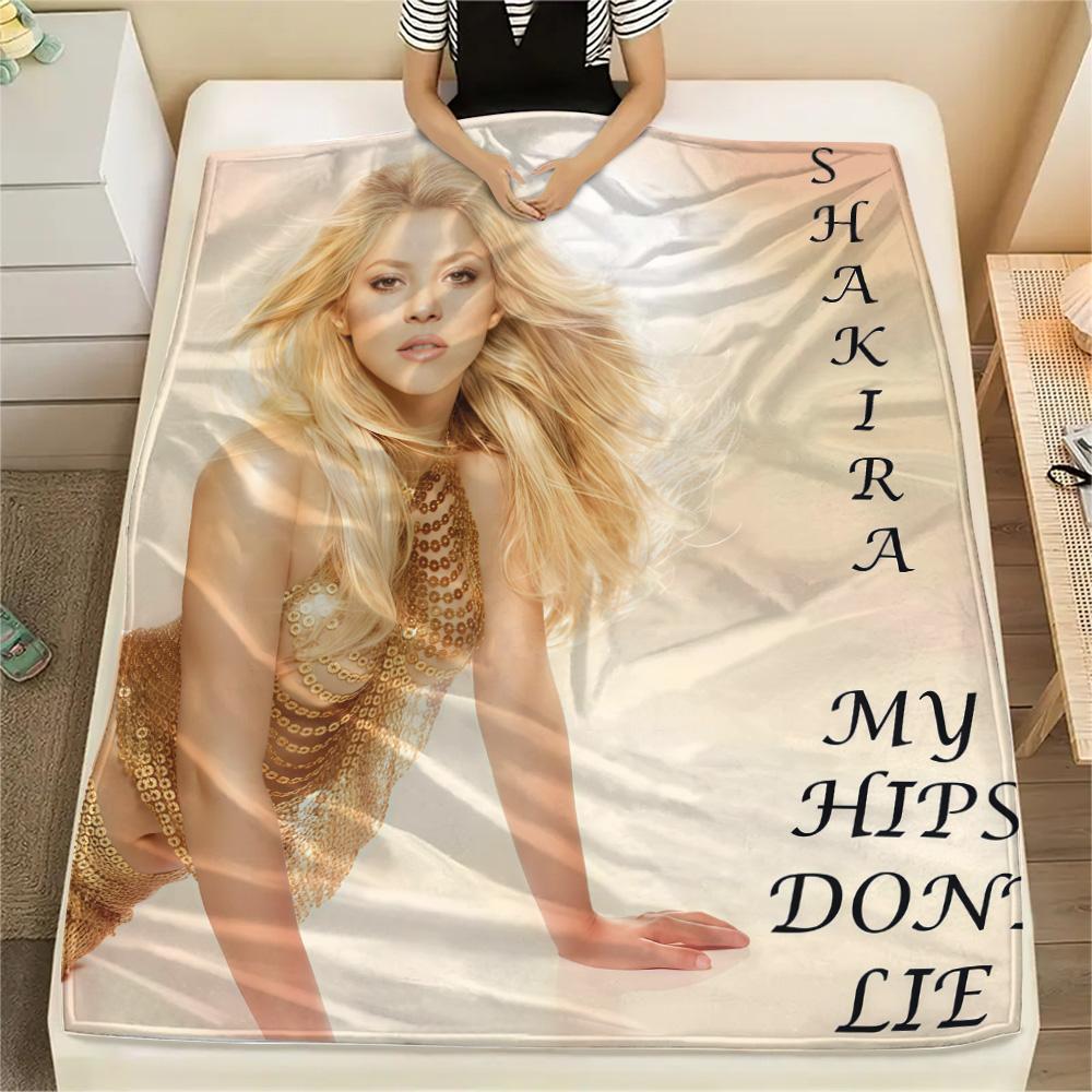 1PC Shakira Print Flannel Blanket, High quality Comfortable for All Seasons, Home Decor, Warmth and Comfort, Perfect for Christmas Gifts