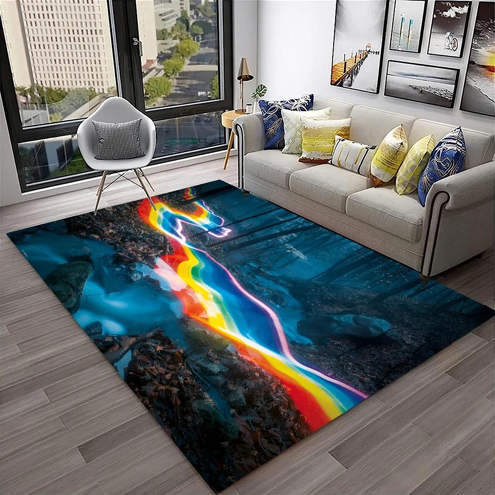 3D Colour Illusion Rainbow Vision HD Carpet Rug for Home Living Room Bedroom Sofa Doormat Decor,kids Area Rug Non-slip Floor Mat