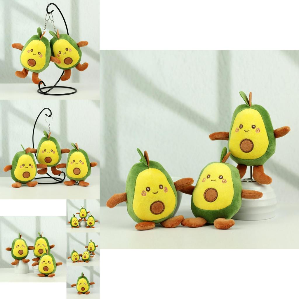 Weicher und kuscheliger vier Zoll Avocado Plüsch Schlüsselanhänger Perfekt für Kindertaschen und Geschenke