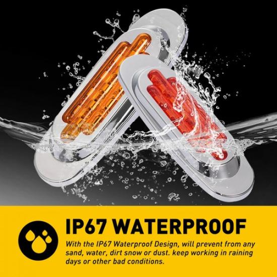 10PCS 6.5" Lights Marker LED Truck Trailer RV Oval Side Light Amber/Red/White