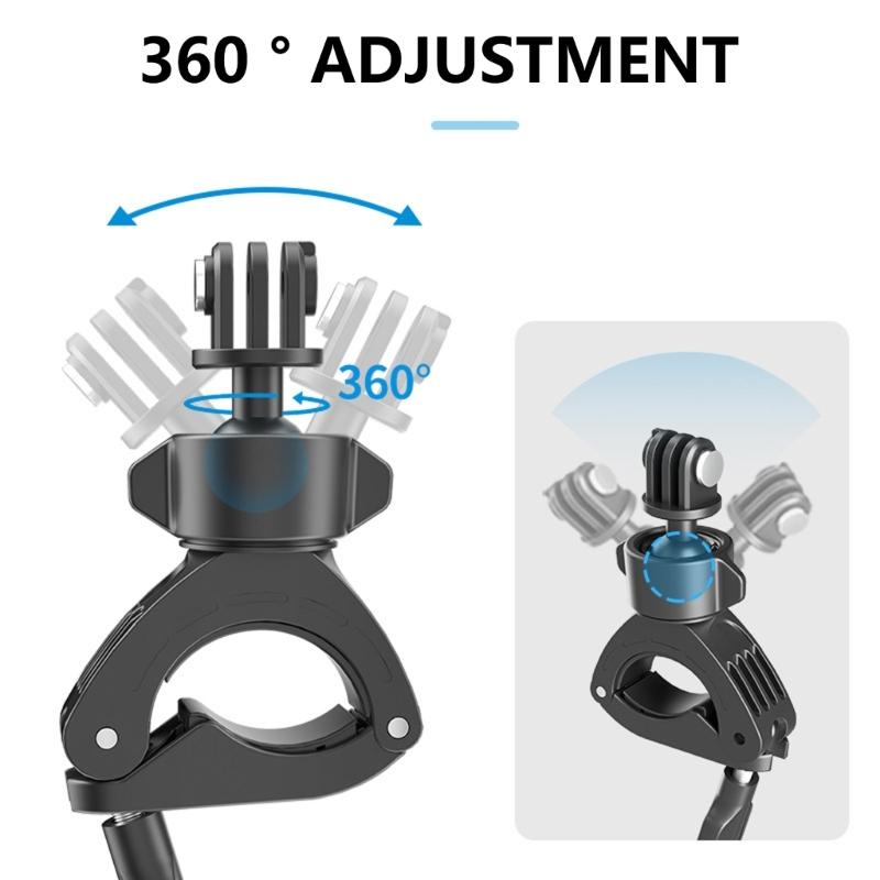 Aluminum Bike Handlebar Clamp for Sports Cameras with Double Swiveling Joints Lightweight