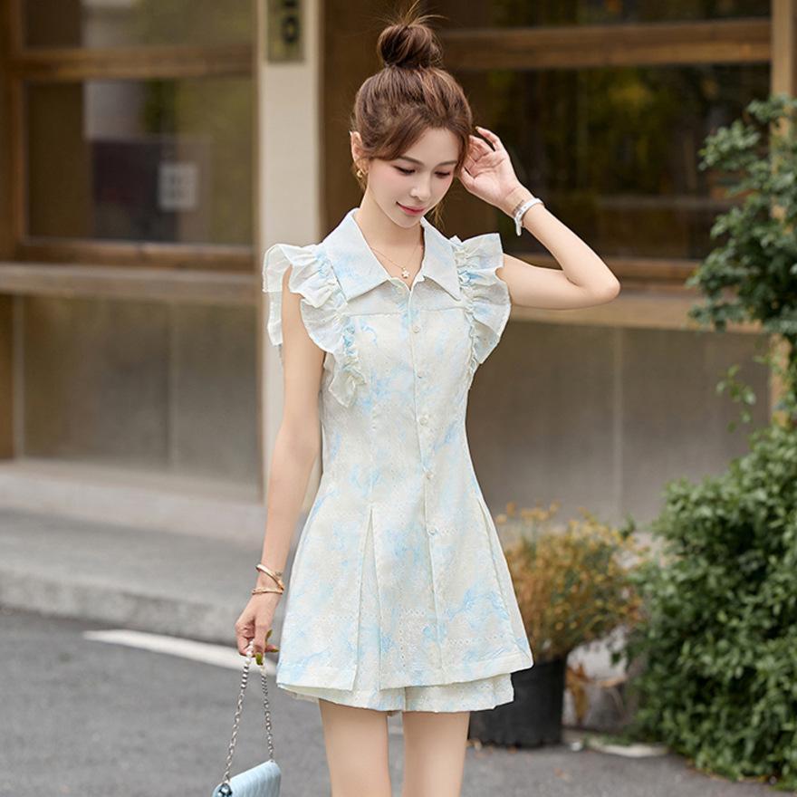 Set summer new fashion temperament thin design sense small shorts two-piece set