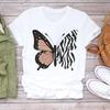 (Asiatische Größe) Trend Schmetterling Niedlich T-Shirt Damen Weibliches Oberteil Kurzarm T-Shirts Freizeit Bedruckte Kleidung Damen Mode Grafik T-Shirt