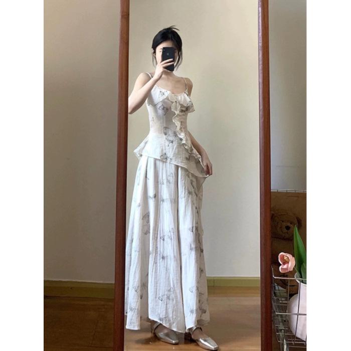 

Ретро Топ-майка с цветочным принтом в китайском стиле и юбка миди для женщин Extra Large