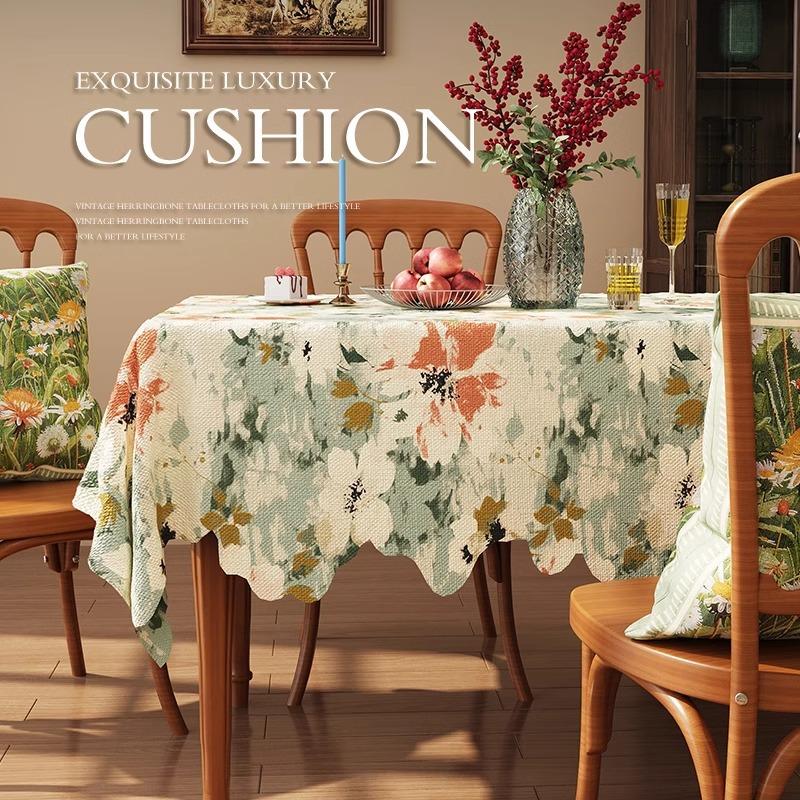 Alien Lace Tablecloth French Style Romantic Retro Table Cloths Pastoral Style Jacquard Cover Fabric Waterproof Wear-resistant and Dustproof Cloth