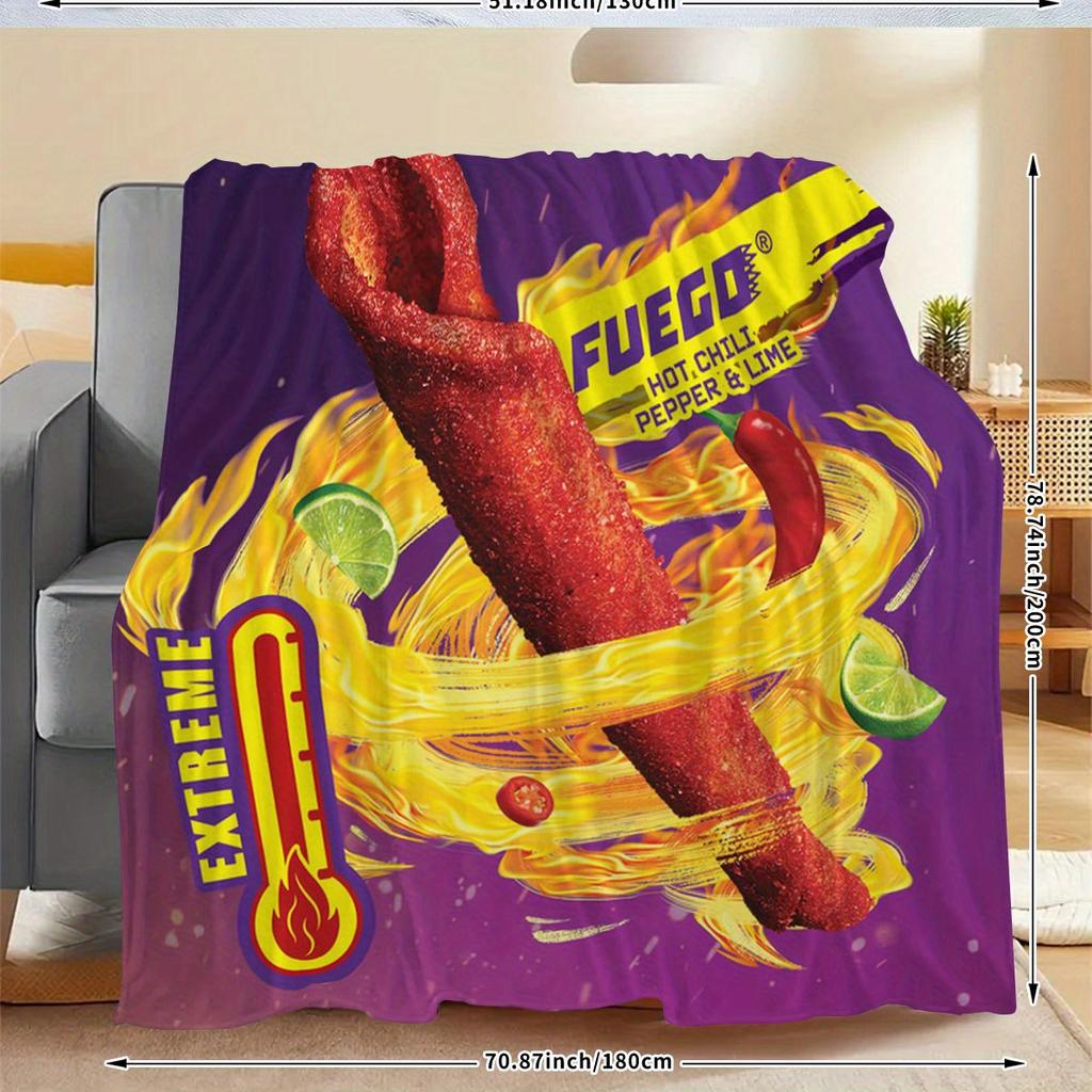 Snack-shaped printed blanket, soft and suitable for all seasons, perfect for home decoration, camping, traveling and office use.