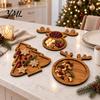 Decorative Nut And Fruit Tray Christmas Tree Elk Serving Tray, Durable Wood Partitioned Design Food Server Platter, Dinnerware for Charcuterie Snacks