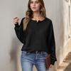 Women's Casual Shirts Long Sleeve Tops Button Up V Neck Loose Knit Fall Favorites For Women