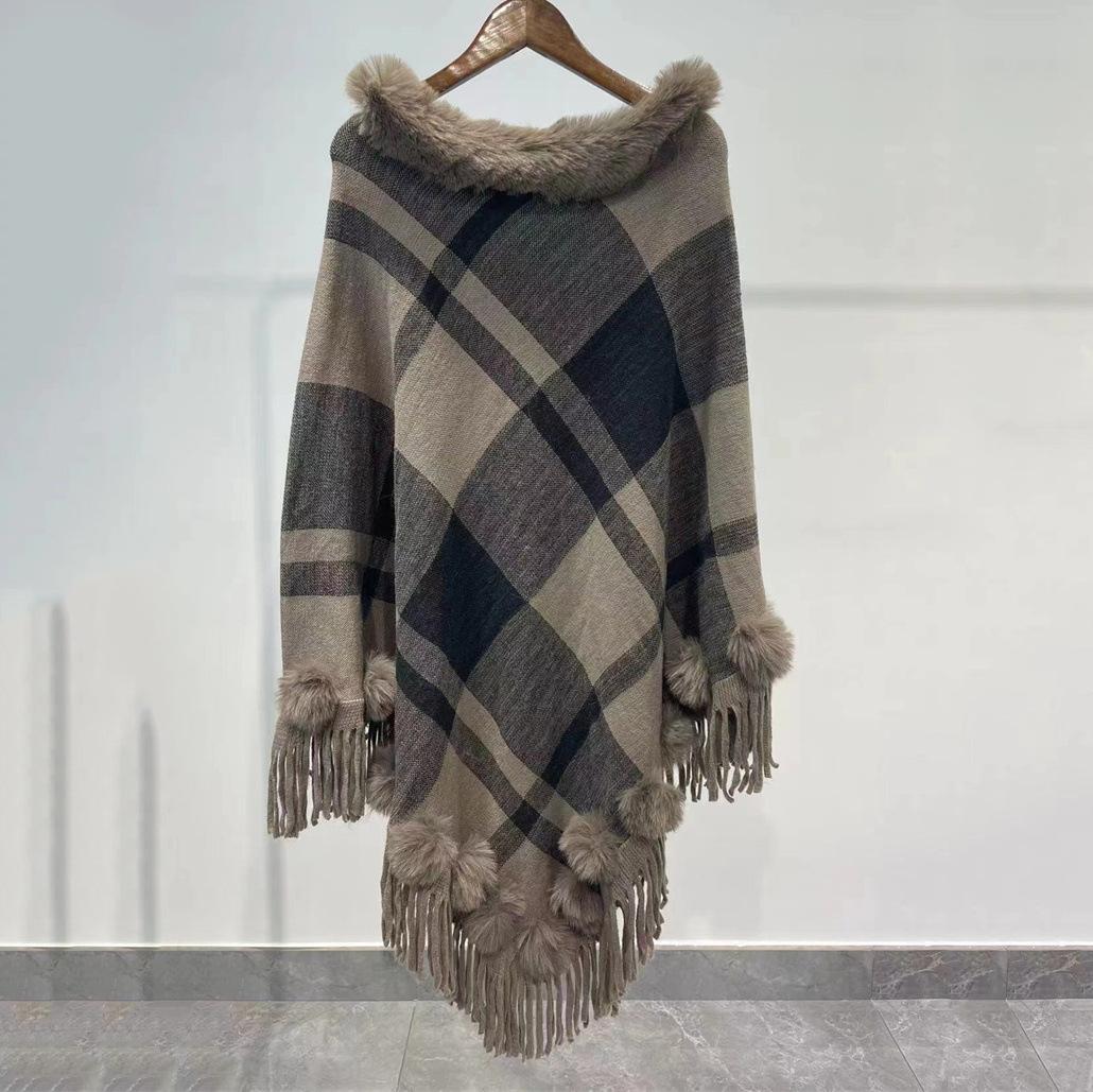 

Новая ретро-шаль в клетку с пушистым и ленивым стилем, накидка для женщин хаки