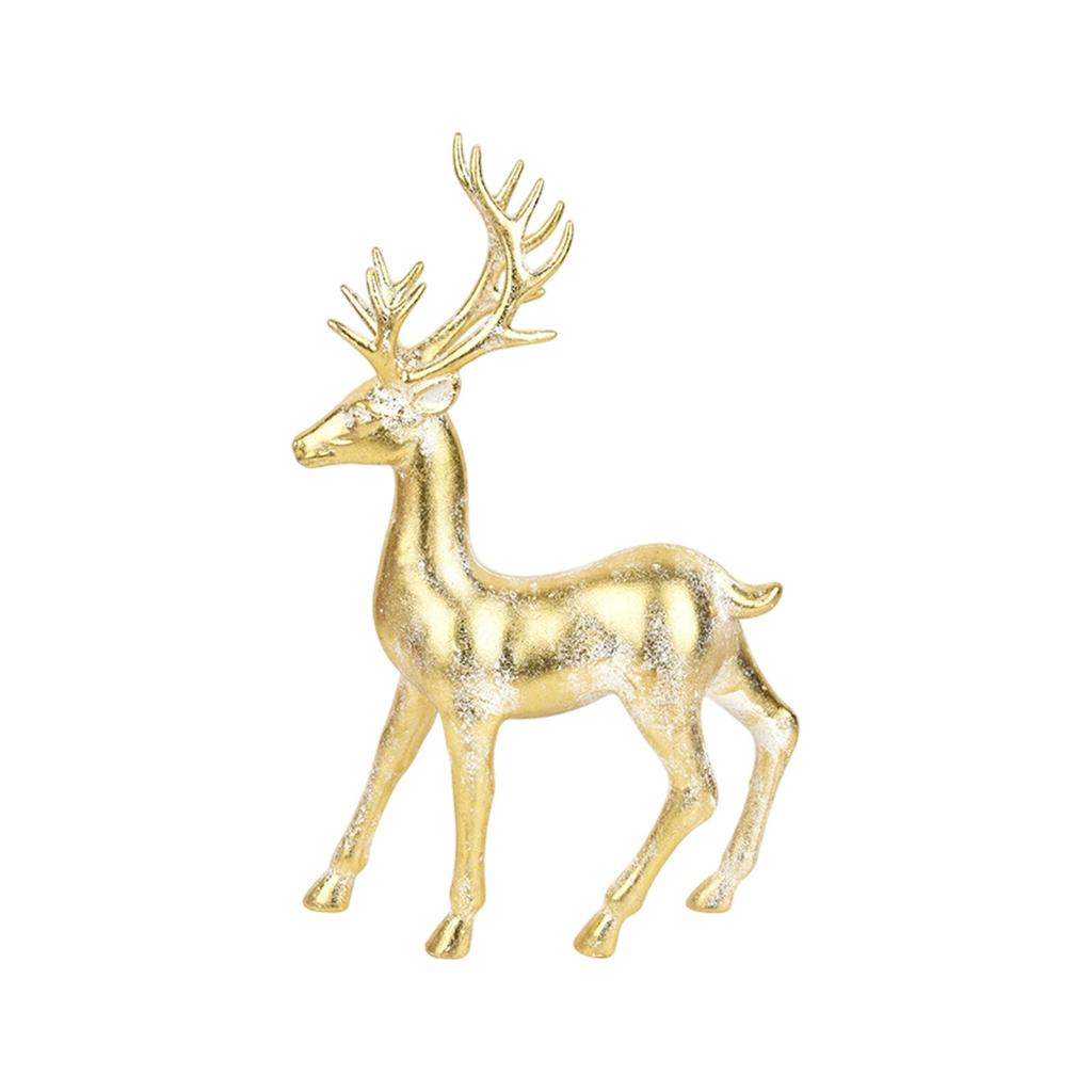 Resin Deer Figurine Decorative Stag Sculpture Animal Ornament for Home Office Living Room Tabletop Shelf Display Art Decor