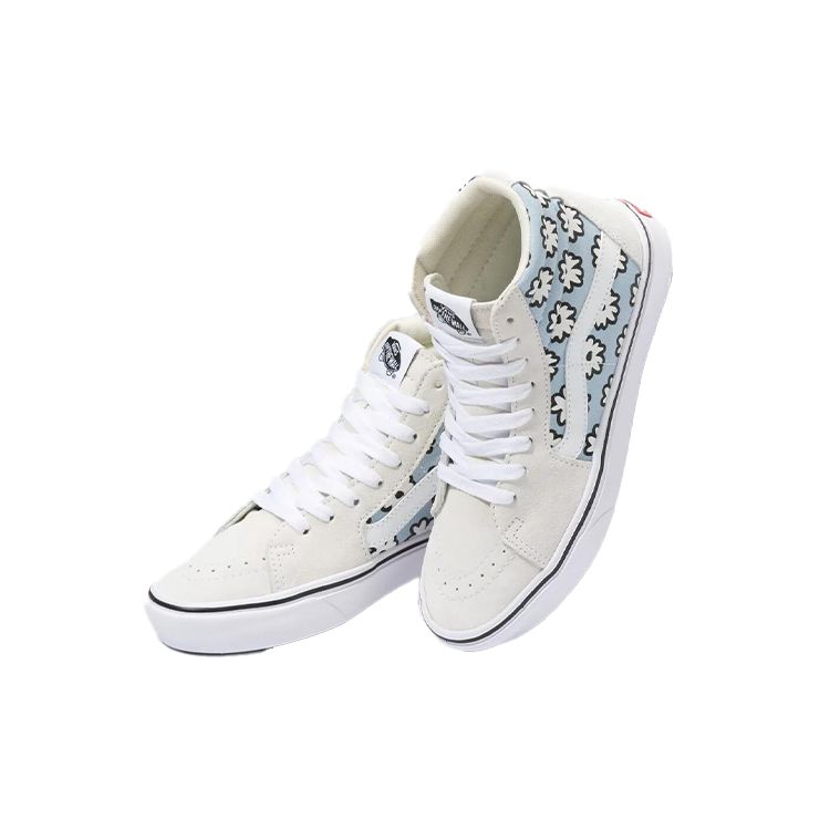 Vans Sk8 Canvas Printed Casual High-Top Skate Shoes Unisex Sneakers White Blue VN0A3WMB9KR