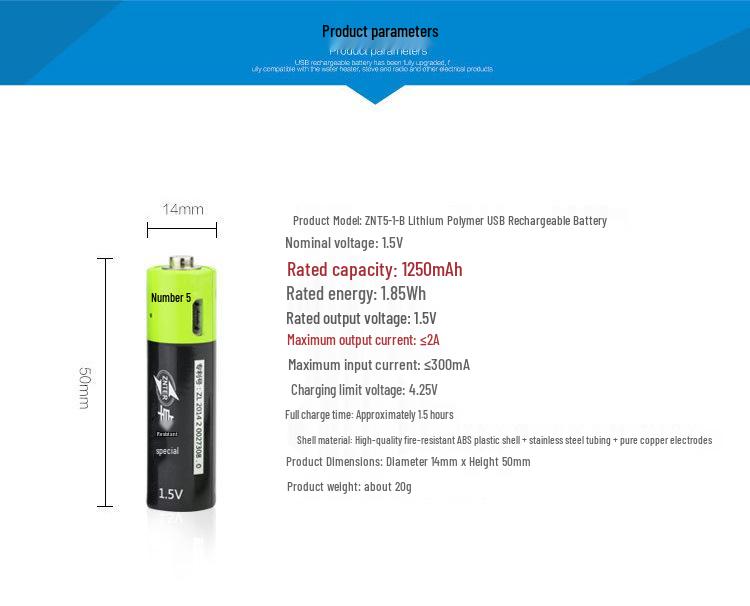 5th Gen USB Fast Charger with Smart Set for 1.5V Rechargeable Lithium Batteries (2-Pack)