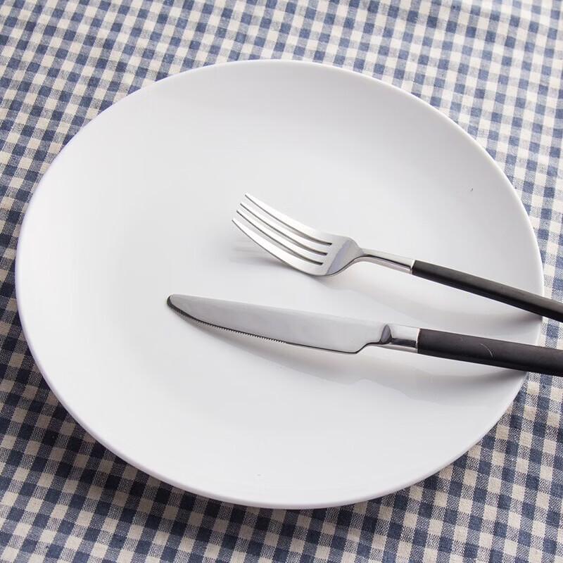 Fuao 10-inch White Ceramic Shallow Dinner Plates (4-Pack)